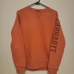 Carhartt Womens Medium 8-10 Relaxed Fit Crewneck Sweatshirt Orange
